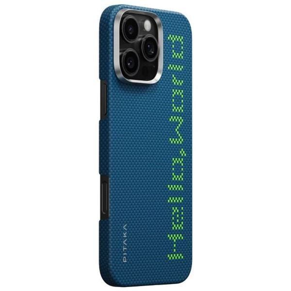 Карбоновий чохол, що світиться Pitaka x Aries Tactile Woven Case Hello World для iPhone 16 Pro Max (KI1602HWTP) фото 2