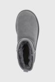 Замшеві чоботи UGG жіночі колір сірий на плоскому ходу утеплене Замшеві чоботи UGG жіночі колір сірий на плоскому ходу утеплене