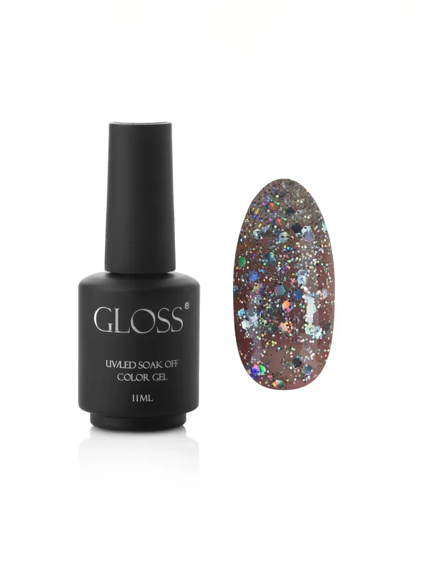Гель-лак GLOSS Shine 420, сріблястий з голографічними блискітками GLOSS COMPANY Shine, срібний