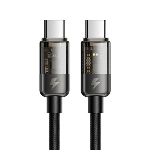 Нейлоновий кабель Mcdodo Auto Power Off 100W USB-C to USB-C Transparent Data Cable 1.2 метр (CA-2840)