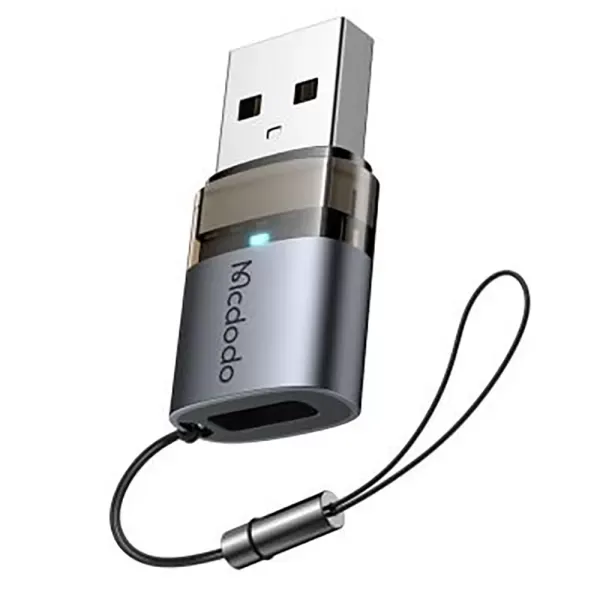 Адаптер Mcdodo OT-7580 USB-C to USB-A 3.0 Transfer Adapter with Indicator Lights and Lanyard Black фото 2