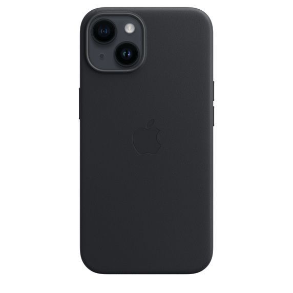 Оригінальний шкіряний чохол Apple Leather Case with MagSafe Midnight для iPhone 14 (MPP43) фото 3