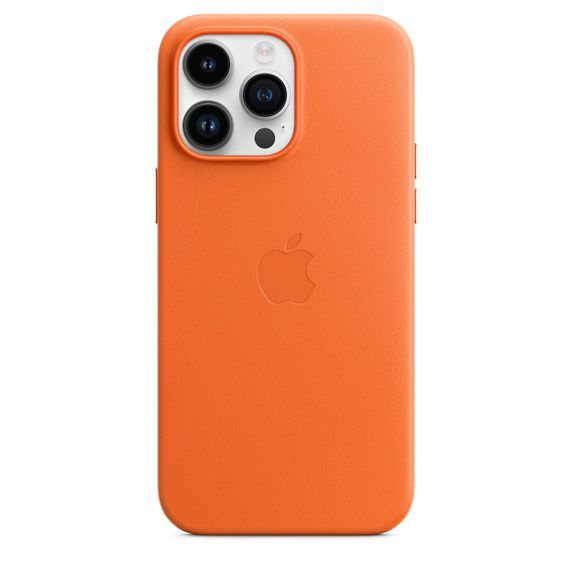 Оригінальний шкіряний чохол Apple Leather Case with MagSafe Orange для iPhone 14 Pro Max (MPPR3) фото 3
