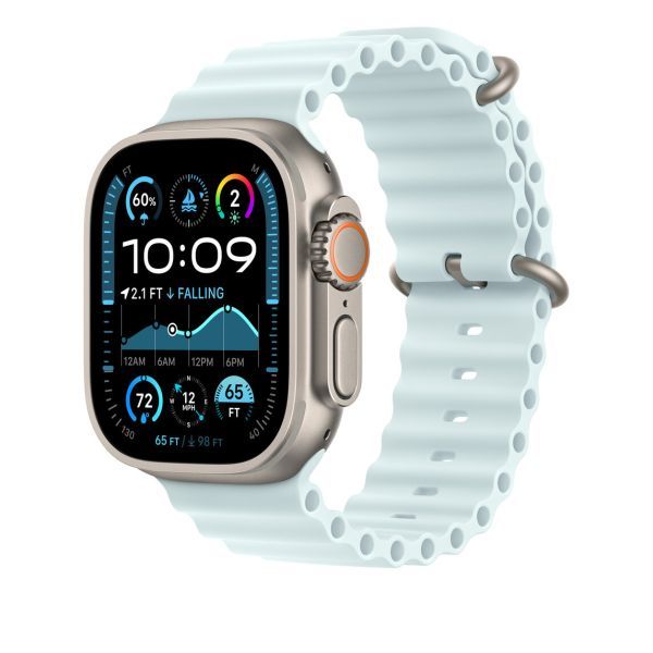 Оригінальний ремінець Apple Ocean Band Ice Blue with Natural Titanium Finish для Apple Watch 49мм | 46мм | 45мм | 44мм (MXTF3) фото 2