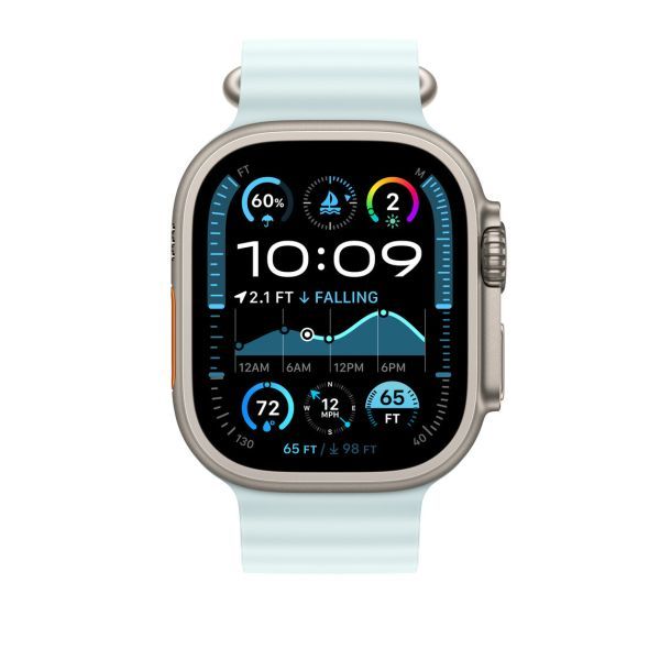 Оригінальний ремінець Apple Ocean Band Ice Blue with Natural Titanium Finish для Apple Watch 49мм | 46мм | 45мм | 44мм (MXTF3) фото 3