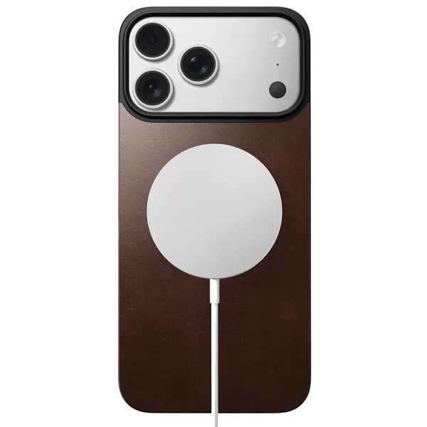 Шкіряна магнітна накладка на задню панель Nomad Magnetic Horween Leather Back Rustic Brown для iPhone 17 Pro Max (NM014384858) фото 3