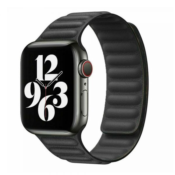 Шкіряний ремінець CasePro Leather Link Size S | M Magnetic Black для Apple Watch 42мм | 41мм | 40мм