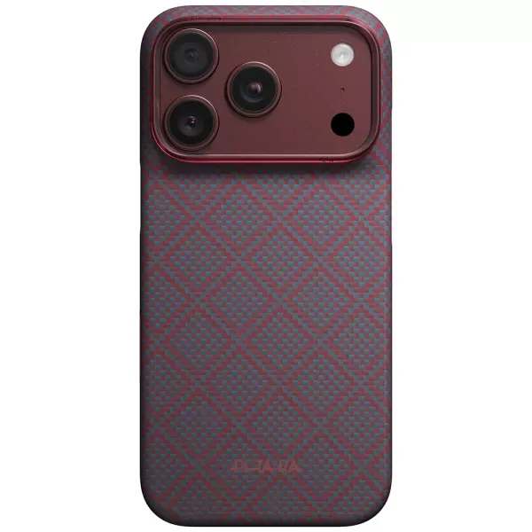 Карбоновий чохол Pitaka Argyle Edge Case Blue's Red для iPhone 18 Pro | 17 Pro (KI1818P)