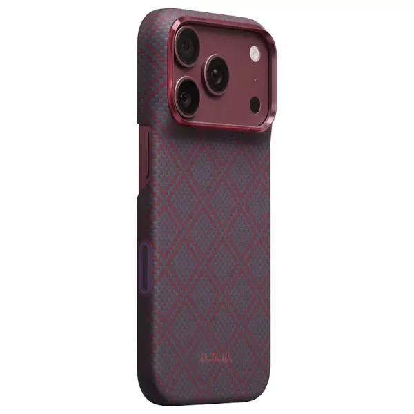 Карбоновий чохол Pitaka Argyle Edge Case Blue's Red для iPhone 18 Pro | 17 Pro (KI1818P) фото 2