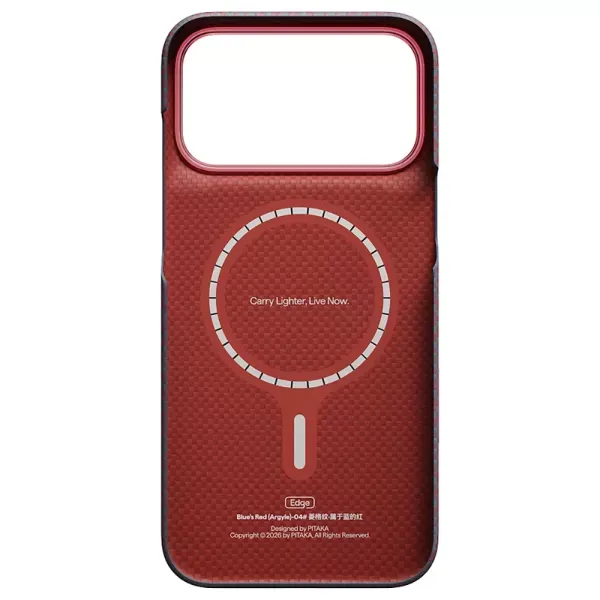 Карбоновий чохол Pitaka Argyle Edge Case Blue's Red для iPhone 18 Pro | 17 Pro (KI1818P) фото 3