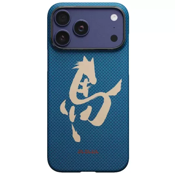 Чохол Pitaka Ink Horse Painting Edge Case (Camera Control) Azure Green для iPhone 17 Pro (HR1704P)