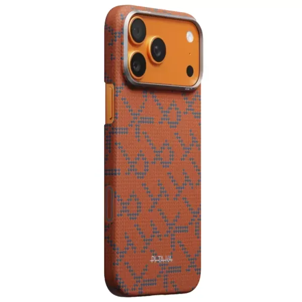 Карбоновий чохол Pitaka Ultra-Slim Monogram Blue Orange для iPhone 17 Pro Max (KI1703PTKP) фото 2