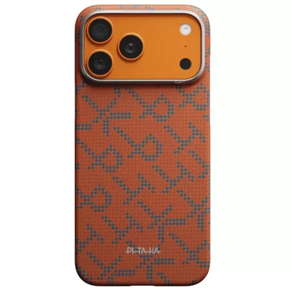 Карбоновий чохол Pitaka Ultra-Slim Monogram Blue Orange для iPhone 17 Pro Max (KI1703PTKP)