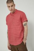 Сорочка з льону Medicine чоловіча колір помаранчевий regular зі стійкою