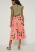 Бавовняна спідниця Medicine колір рожевий midi розкльошена Бавовняна спідниця Medicine колір рожевий midi розкльошена