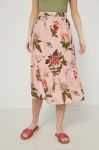 Льняна спідниця Medicine колір рожевий midi розкльошена Льняна спідниця Medicine колір рожевий midi розкльошена