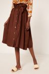 Спідниця Medicine колір коричневий midi розкльошена Спідниця Medicine колір коричневий midi розкльошена