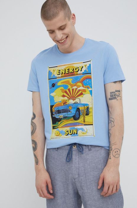 Бавовняна футболка Medicine з принтом колір блакитний (2414012)