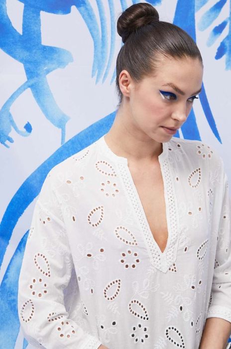 Бавовняна блузка Medicine жіноча колір білий з аплікацією (3307559)