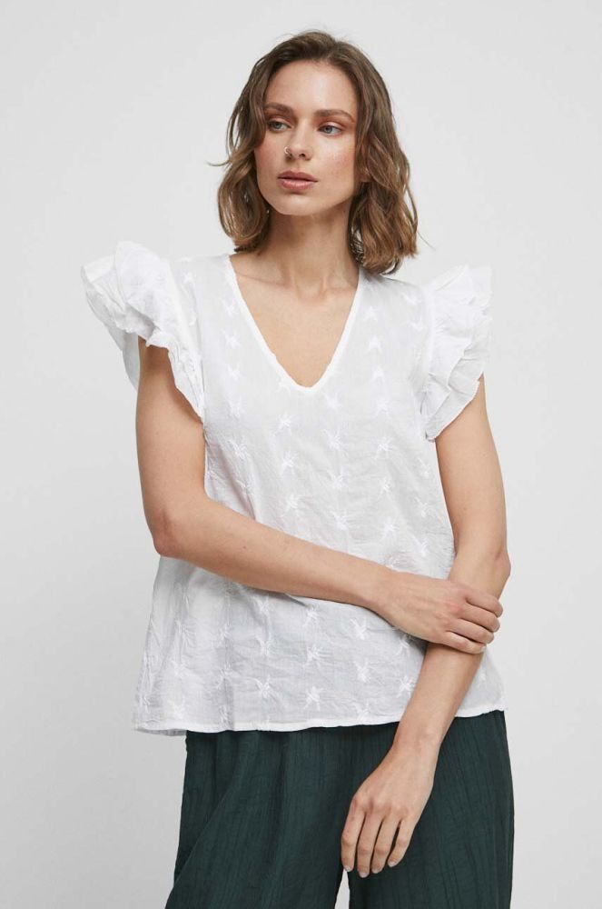 Бавовняна блузка Medicine жіноча колір білий з аплікацією (3349596)