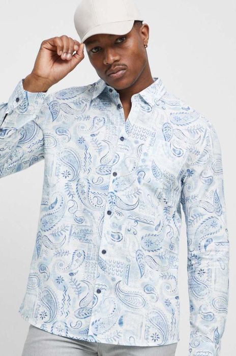 Сорочка з льону Medicine колір білий regular класичний комір (3143640)