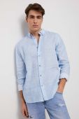 Сорочка з льону Medicine regular комір button-down колір блакитний