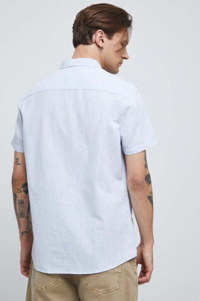 Сорочка з льону Medicine чоловіча regular комір button-down колір блакитний фото 4