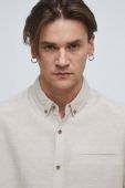 Сорочка з льону Medicine чоловіча колір бежевий regular комір button-down