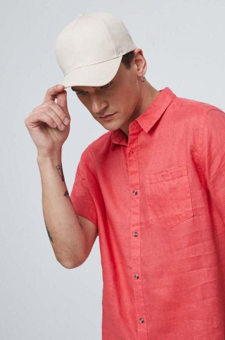 Сорочка з льону Medicine колір помаранчевий regular класичний комір