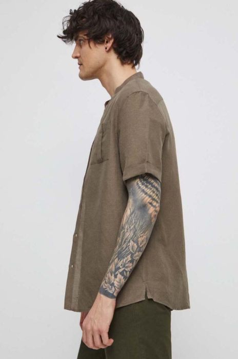 Сорочка Medicine чоловіча колір коричневий regular зі стійкою