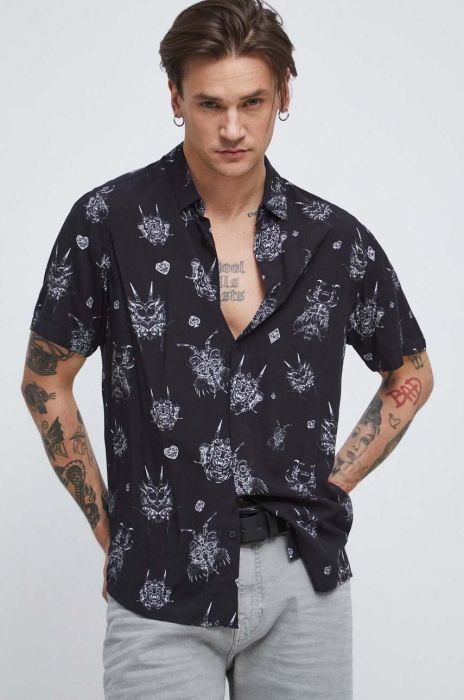 Сорочка Medicine чоловіча колір чорний regular класичний комір (3201352)
