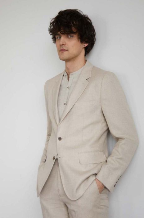 Піджак з домішкою льону Medicine чоловіча колір бежевий