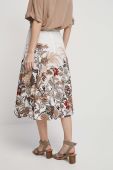 Спідниця з домішкою льону Medicine колір бежевий midi розкльошена (3329322)
