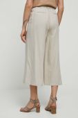 Льняні штани Medicine жіночі колір бежевий кюлоти висока посадка (3293384)
