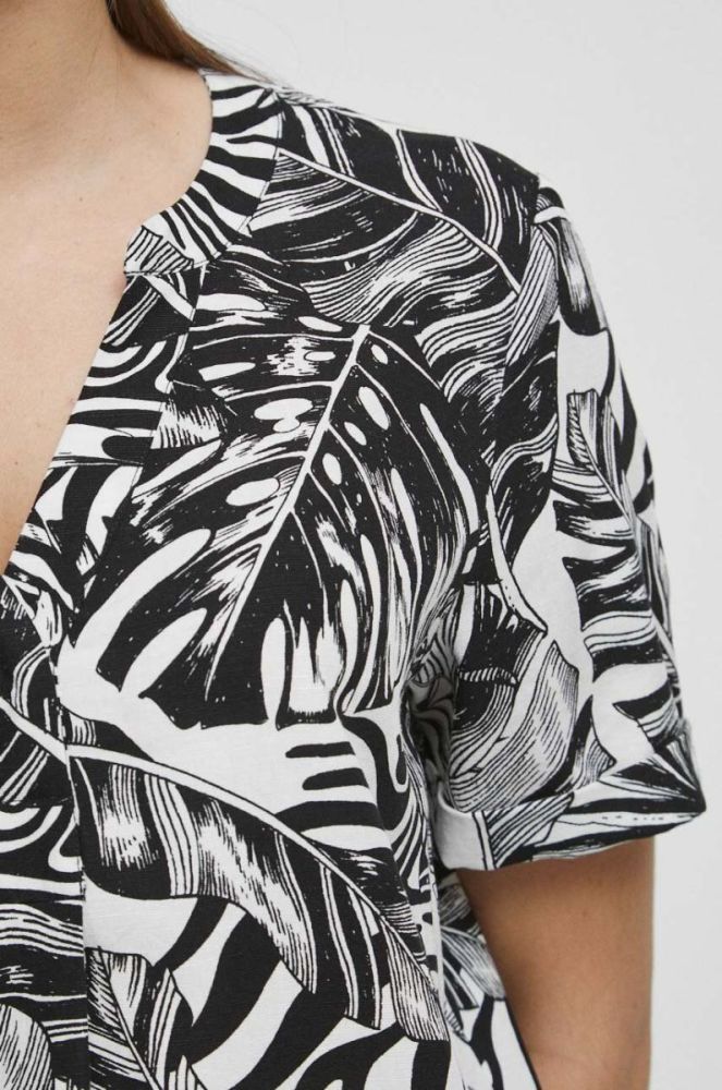 Сукня з домішкою льону Medicine колір білий midi oversize фото 5