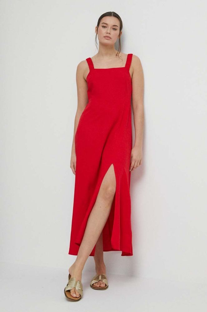 Сукня з домішкою льону Medicine колір червоний maxi розкльошена (3287674)
