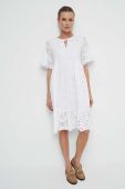 Бавовняна сукня Medicine колір білий midi розкльошена (3383004)
