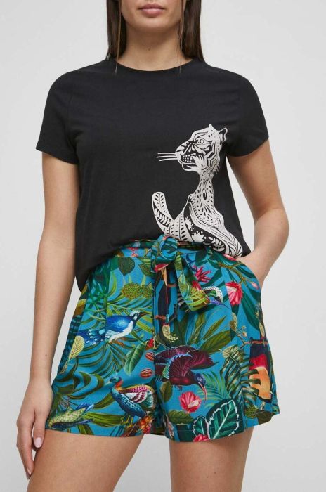 Шорти Medicine жіночі візерунок висока посадка колір блакитний (3259007)