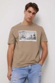Бавовняна футболка Medicine чоловічий колір бежевий з принтом (3239802)