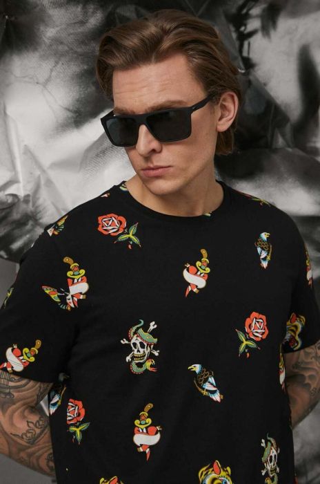 Бавовняна футболка Medicine колір чорний візерунок (3319318)