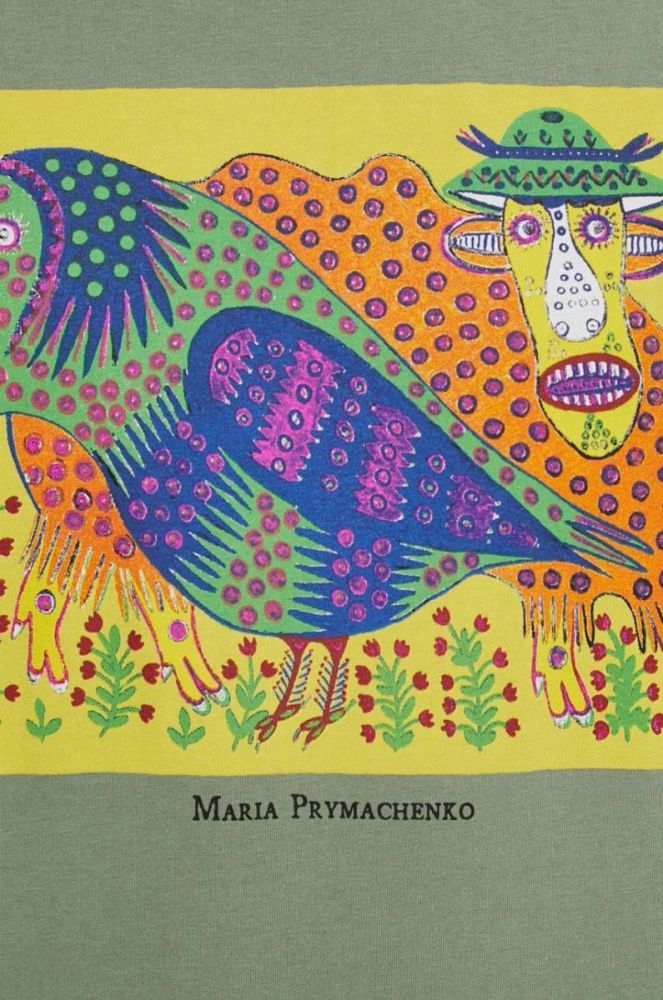 Бавовняна футболка Medicine x Maria Prymachenko колір зелений з принтом (3350803) фото 6