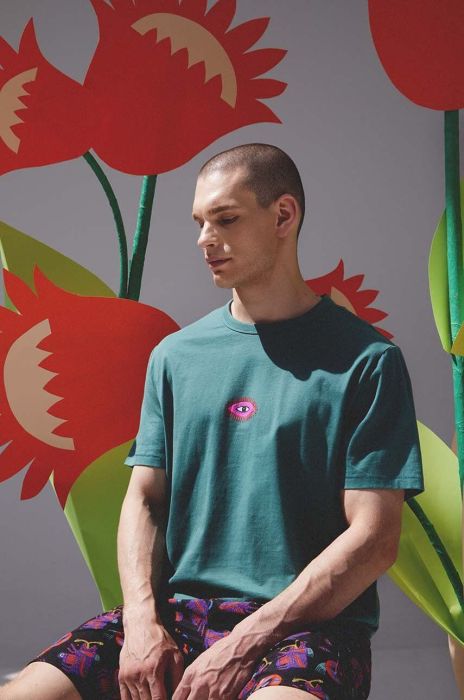 Бавовняна футболка Medicine x Maria Prymachenko чоловіча колір зелений з принтом