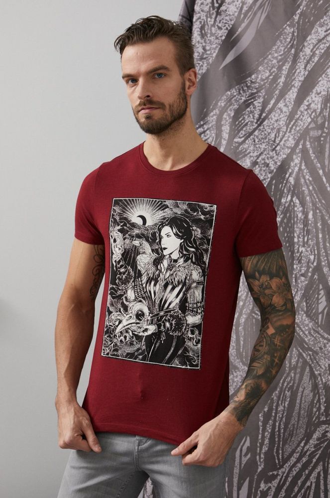 Medicine - Бавовняна футболка Witcher колір бордо (1963128)
