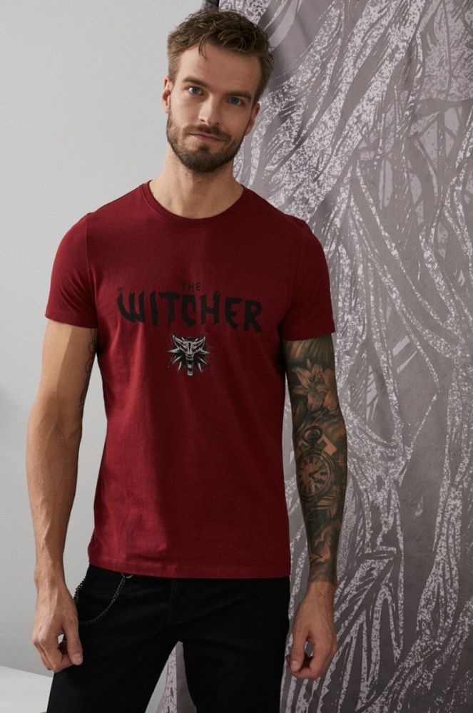 Medicine - Бавовняна футболка Witcher колір бордо (1963446) фото 2