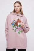Бавовняна кофта Medicine жіноча колір рожевий з капюшоном з принтом