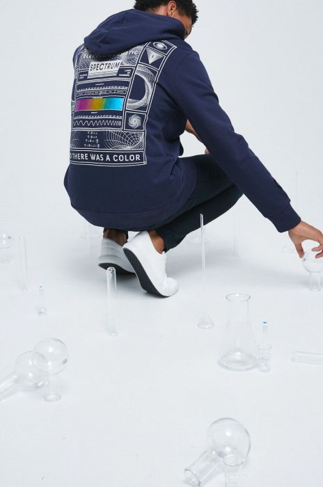 Бавовняна кофта Medicine чоловіча колір синій з принтом