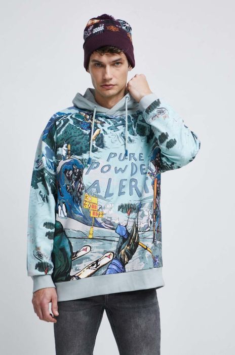 Бавовняна кофта Medicine чоловіча з капюшоном візерунок колір барвистий