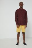 Сорочка з льону Medicine чоловіча колір бордовий slim зі стійкою