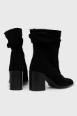 Замшеві черевики Medicine колір чорний каблук блок