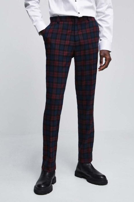 Штани з домішкою вовни Medicine чоловічі колір бордовий облягаюче Штани з домішкою вовни Medicine чоловічі колір бордовий облягаюче